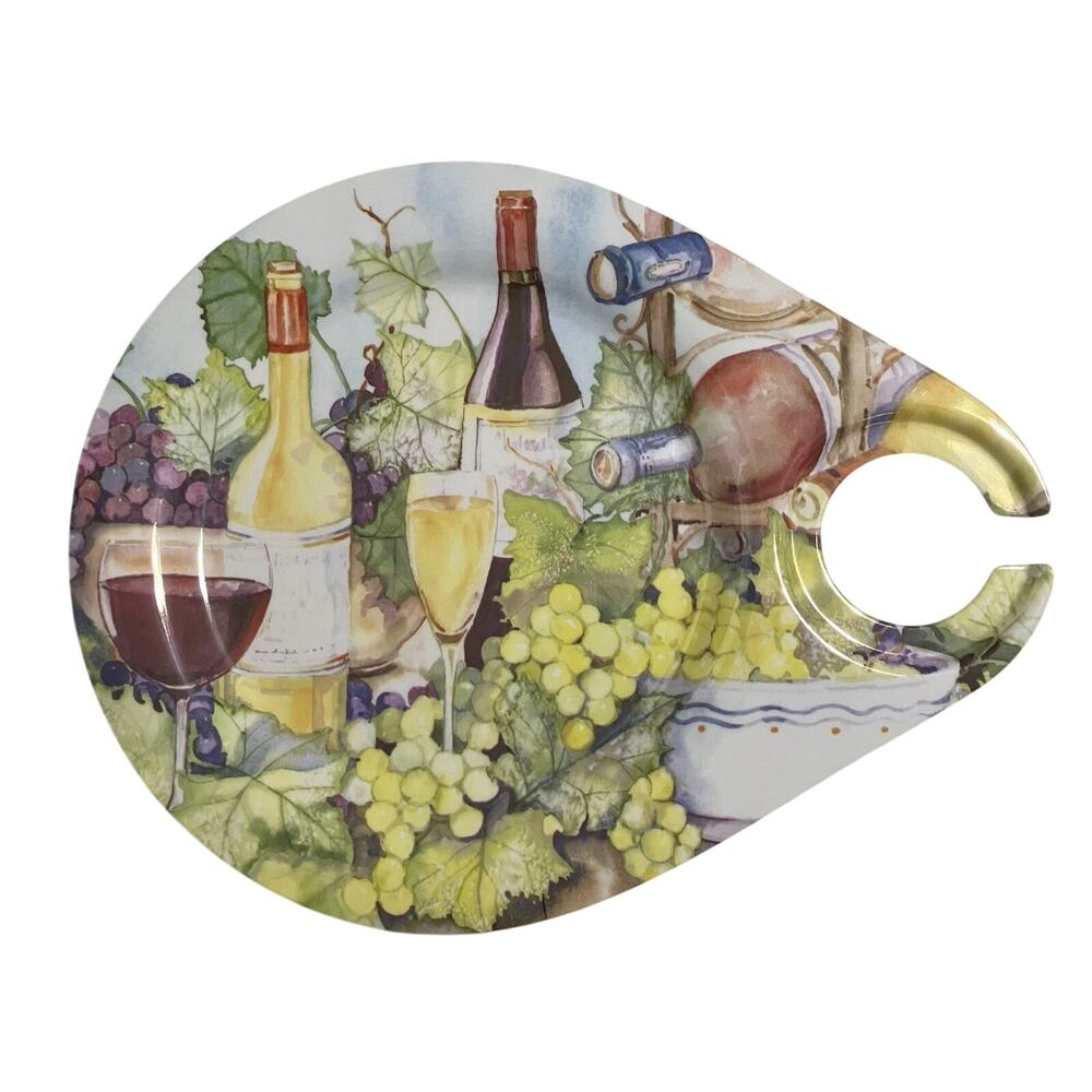 Keller Charles Melamine Party Plates Trays Built-in Slot for Wine Glass Set of 8